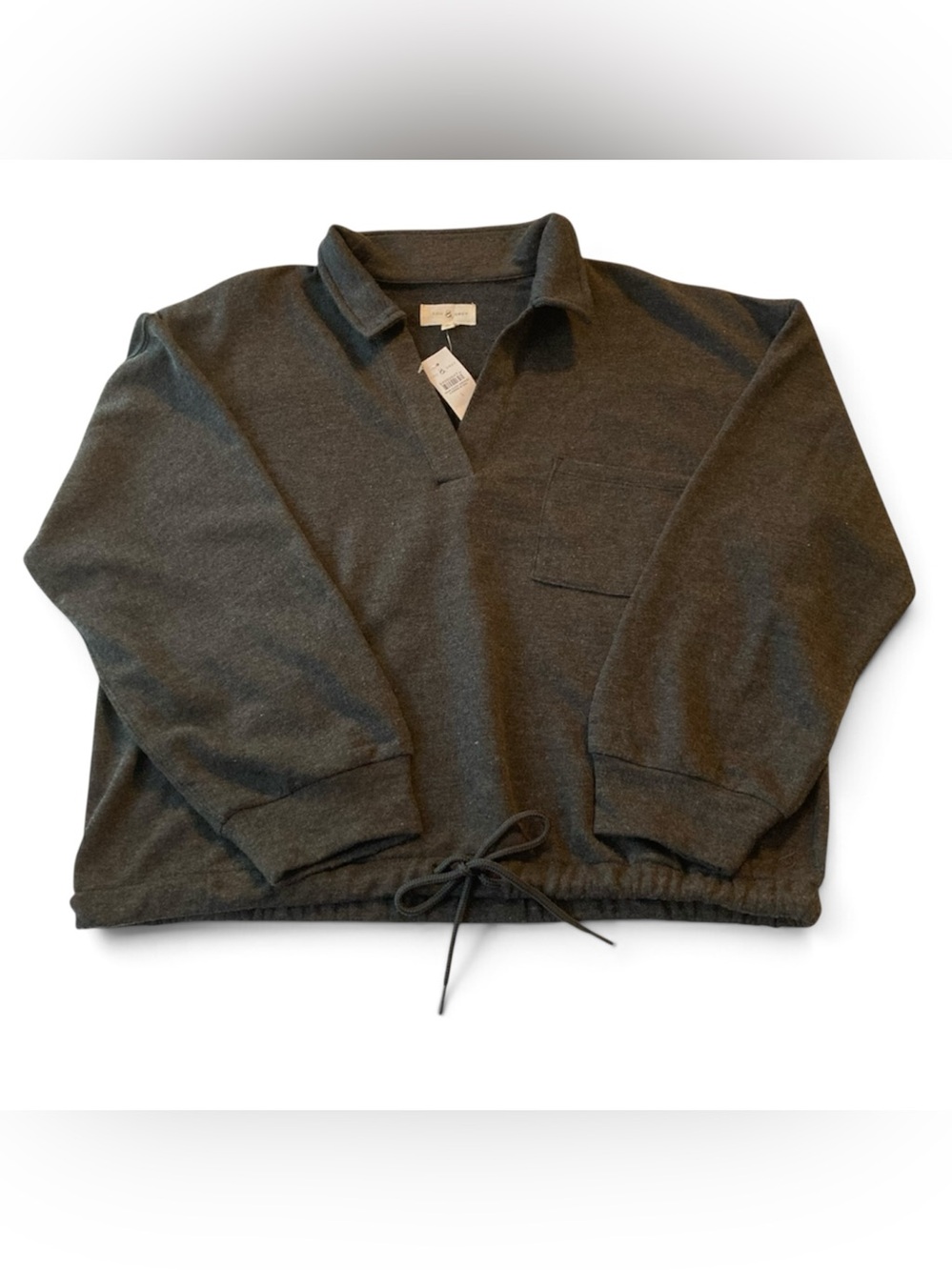 NWT LOU & GREY Incredibly Soft Charcoal Gray Pullover with Drawstring Hem
Sz Lg